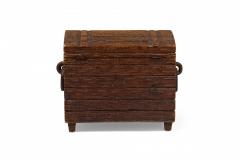 Rustic Black Forest Wood Trunk with Hand Carved Exterior and Ring Handles - 4520638