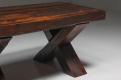 Rustic Brutalist Dark Wooden Dining Table 1940s - 2427411
