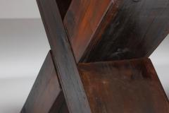 Rustic Brutalist Dark Wooden Dining Table 1940s - 2427423