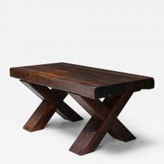 Rustic Brutalist Dark Wooden Dining Table 1940s - 2429669