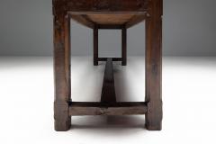 Rustic Brutalist Farm Table in Solid Oak France Early 20th Century - 4606695