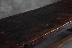 Rustic Brutalist Farm Table in Solid Oak France Early 20th Century - 4606711