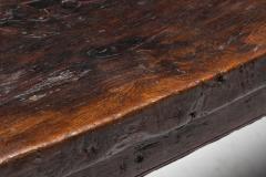 Rustic Brutalist Farm Table in Solid Oak France Early 20th Century - 4606732
