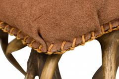 Rustic Continental Antler and Mauve Pink Suede Arm Chair - 2799448