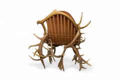Rustic Continental Antler and Mauve Pink Suede Arm Chair - 2799449