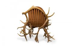 Rustic Continental Antler and Mauve Pink Suede Arm Chair - 4649855