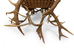 Rustic Continental Antler and Mauve Pink Suede Arm Chair - 4649857