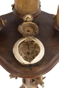 Rustic Continental Oak and Antler Smoking Stand - 4652726