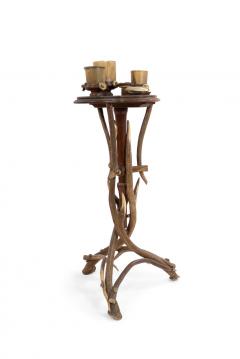 Rustic Continental Oak and Antler Smoking Stand - 4652728