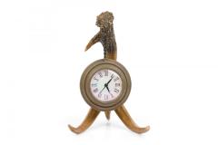 Rustic Continental Style Faux Antler and Brass Table Clock - 4674588