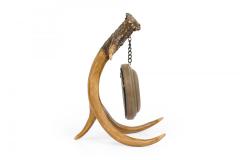 Rustic Continental Style Faux Antler and Brass Table Clock - 4674591
