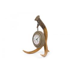 Rustic Continental Style Faux Antler and Brass Table Clock - 4733155