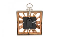 Rustic Continental Style Wooden Square Wall or Table Clock with Glass Inset - 4673037