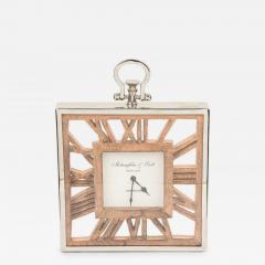 Rustic Continental Style Wooden Square Wall or Table Clock with Glass Inset - 4720761