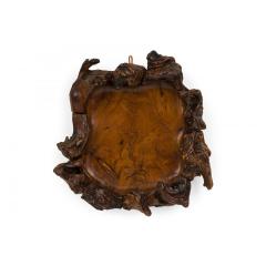 Rustic Continental Style Wooden Tray with Burled Edges - 4740728