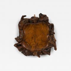 Rustic Continental Style Wooden Tray with Burled Edges - 4741485