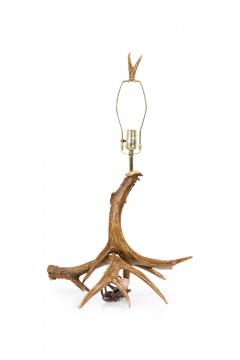 Rustic Faux Deer Antler and Brown Suede Table Lamp - 4170389