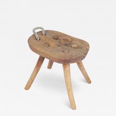 Rustic Folk Art Peasant Stool in Pine and String Finland 1800s - 4306329
