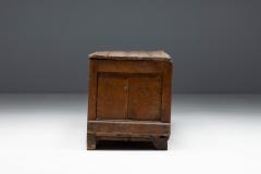 Rustic Folk Art Wood Chest with Carved Motifs 19th Century - 4743809