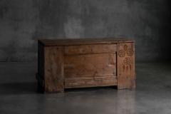 Rustic Folk Art Wood Chest with Carved Motifs 19th Century - 4743814