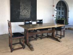 Rustic French 17th Century Oak and Chestnut Trestle Dining Table - 1966021