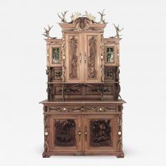 Rustic German 19th Cent Oak Hutch Cabinet - 645049