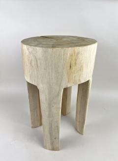 Rustic Handcarved Teak Wood Side Table Stool Bleached IDN 2024 - 3576486