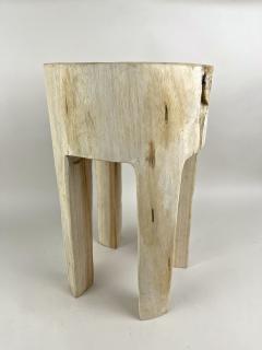 Rustic Handcarved Teak Wood Side Table Stool Bleached IDN 2024 - 3576488