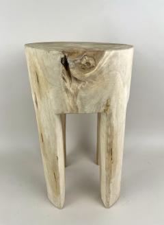Rustic Handcarved Teak Wood Side Table Stool Bleached IDN 2024 - 3576489