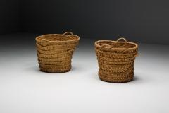 Rustic Handwoven Oversized Baskets France Early 20th Century - 4452297