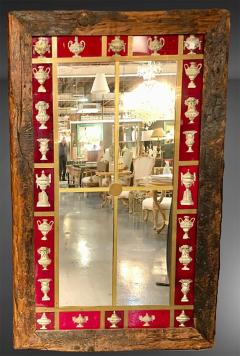 Rustic Italian Wall Mirror with Reverse Painted Classical Vases and Urns - 2970092