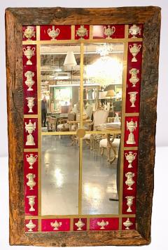 Rustic Italian Wall Mirror with Reverse Painted Classical Vases and Urns - 2976759