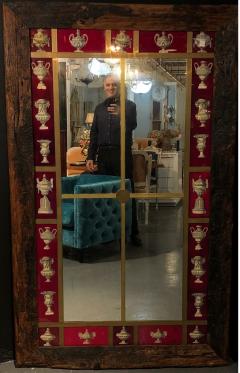 Rustic Italian Wall Mirror with Reverse Painted Classical Vases and Urns - 2976760