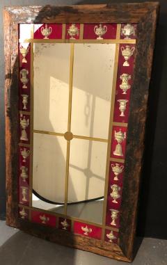 Rustic Italian Wall Mirror with Reverse Painted Classical Vases and Urns - 2976763