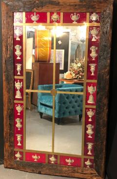 Rustic Italian Wall Mirror with Reverse Painted Classical Vases and Urns - 2976764