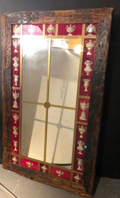 Rustic Italian Wall Mirror with Reverse Painted Classical Vases and Urns - 2976768
