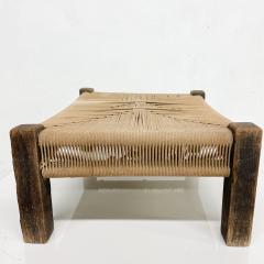 Rustic Low Profile Stool in Woven Rope on Wood Frame Arts Crafts - 2334207
