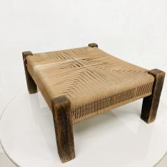 Rustic Low Profile Stool in Woven Rope on Wood Frame Arts Crafts - 2334214