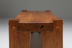Rustic Modern Rectangular Coffee Table in Solid Oak 1960s - 1421032