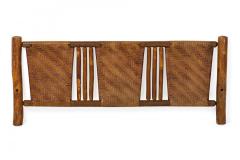 Rustic Old Hickory Log and Woven Rattan Full Bed Frame - 4657664