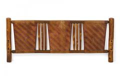 Rustic Old Hickory Log and Woven Rattan Full Bed Frame - 4657665