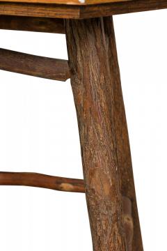 Rustic Old Hickory Octagonal Top Wood and Log End Side Table - 4665049