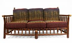 Rustic Old Hickory Sofa with Forest Print - 1419867