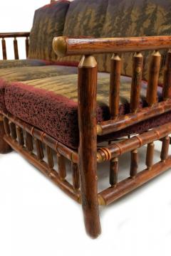 Rustic Old Hickory Sofa with Forest Print - 1419873