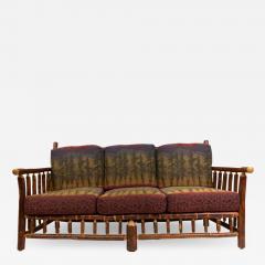 Rustic Old Hickory Sofa with Forest Print - 1421776