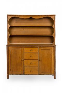 Rustic Old Hickory Wooden Two Part Kitchen Hutch - 4633830