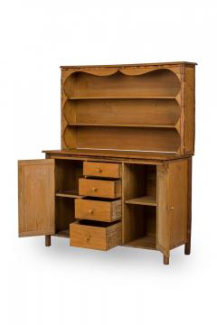 Rustic Old Hickory Wooden Two Part Kitchen Hutch - 4633834