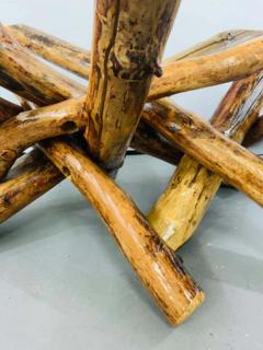 Rustic Organic Design Maple Log Wood Coffee or Cocktail Table With Glass Top - 2866065