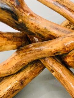 Rustic Organic Design Maple Log Wood Coffee or Cocktail Table With Glass Top - 2866066