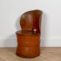 Rustic Painted Dug Out Chair Denmark Circa 19th Century - 1442354